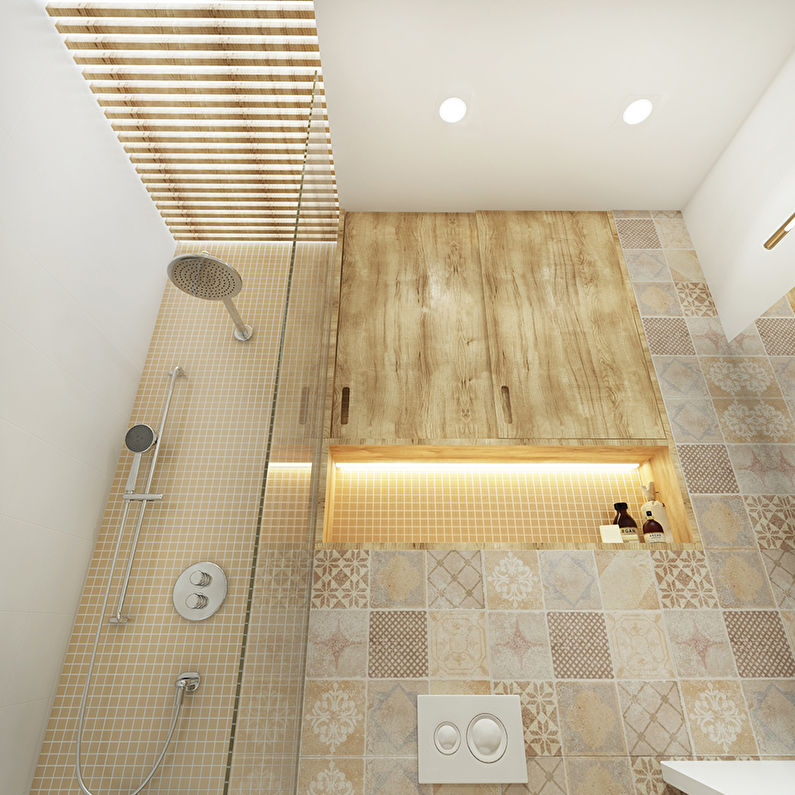 Conception de plafond dans la salle de bain 3 m² - photo
