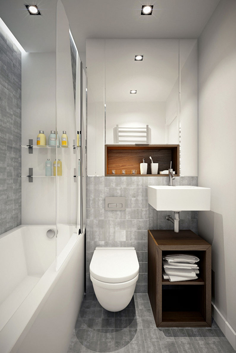 Design salle de bain 3 m² dans les tons gris - photo