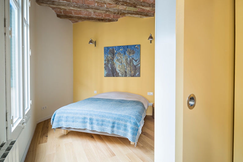 Chambre de style loft jaune - Design d'intérieur
