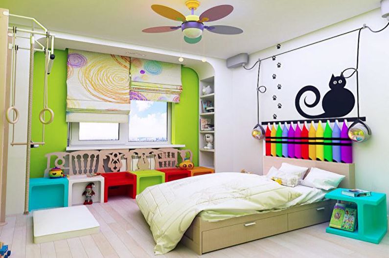 Combinaisons de couleurs à l'intérieur d'une chambre d'enfant - Fond et accents neutres