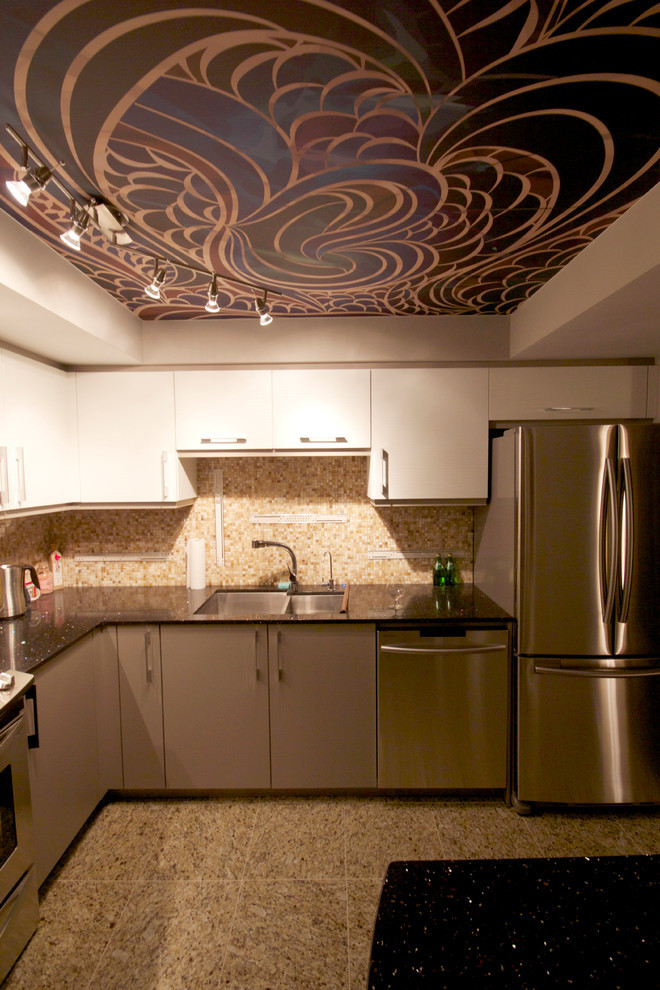 Plafond tendu dans la cuisine - impression photo