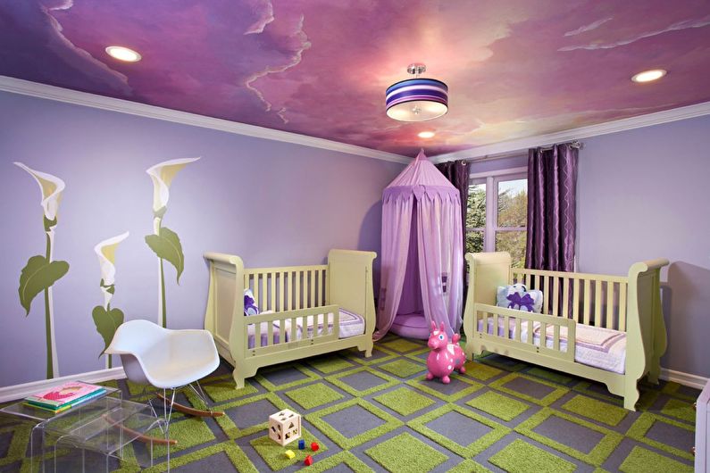 Plafond tendu avec impression photo dans la chambre des enfants - Sky