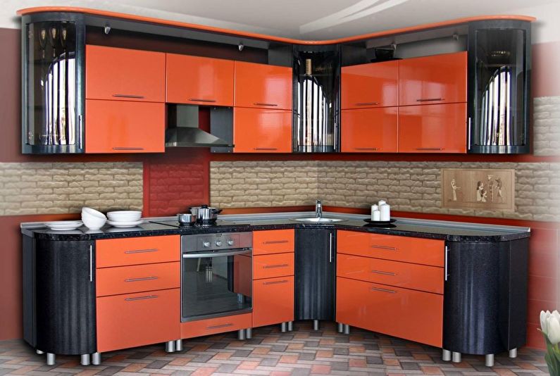 Noir avec Orange - Cuisine Design 9 m2