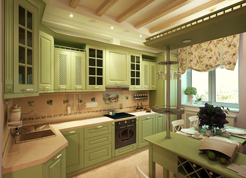 Virtuves dizains 9 kv.m. klasiskā stilā