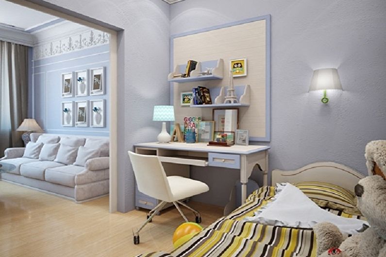 Projektējiet guļamistabu un bērnistabu vienā telpā - grīdas apdare