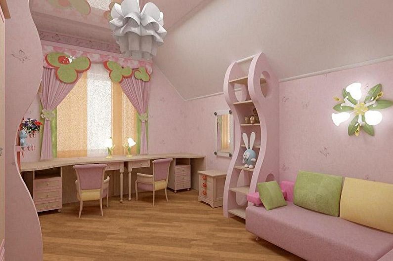 Conception de chambre d'enfants pour deux filles - Finition de plancher