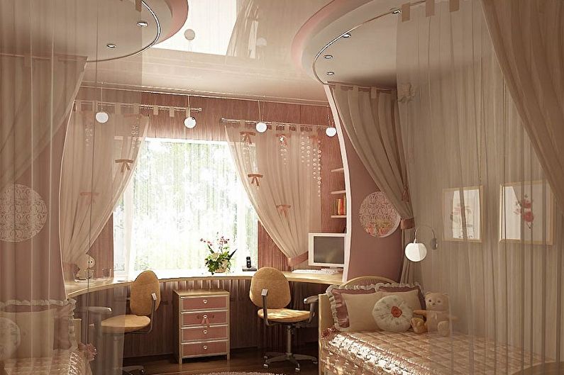 Conception de chambre d'enfants pour deux filles - Finition de plafond