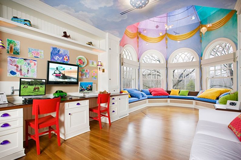 Aménagement intérieur d'une chambre d'enfant pour deux filles - photo