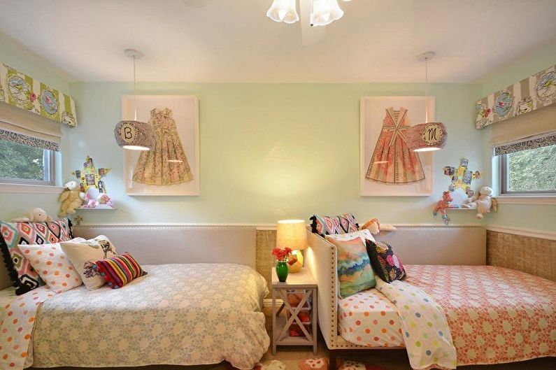 Aménagement intérieur d'une chambre d'enfant pour deux filles - photo