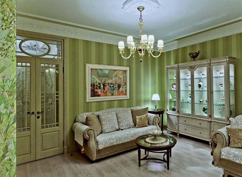 Petit salon aux couleurs vertes - design d'intérieur