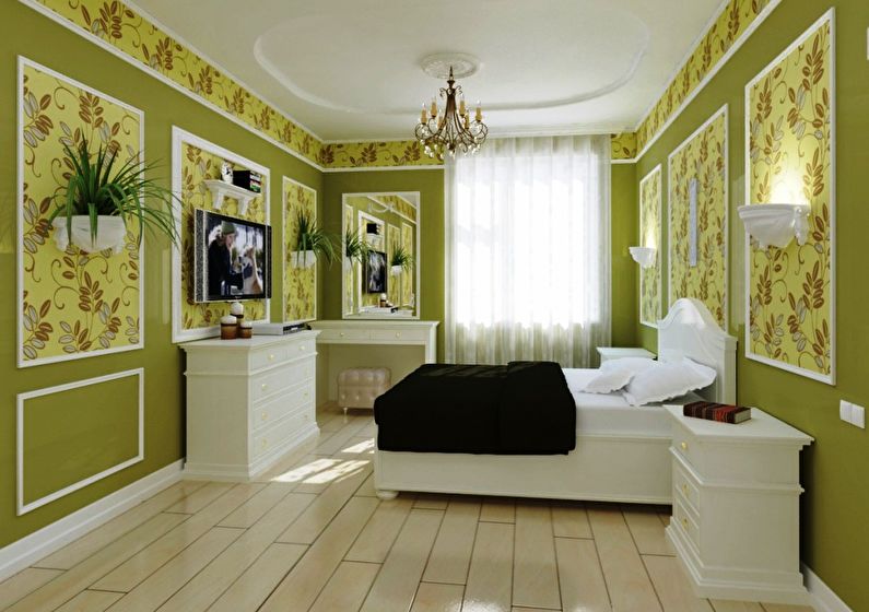 Combinaison de papier peint dans la chambre - Panneaux muraux et niches