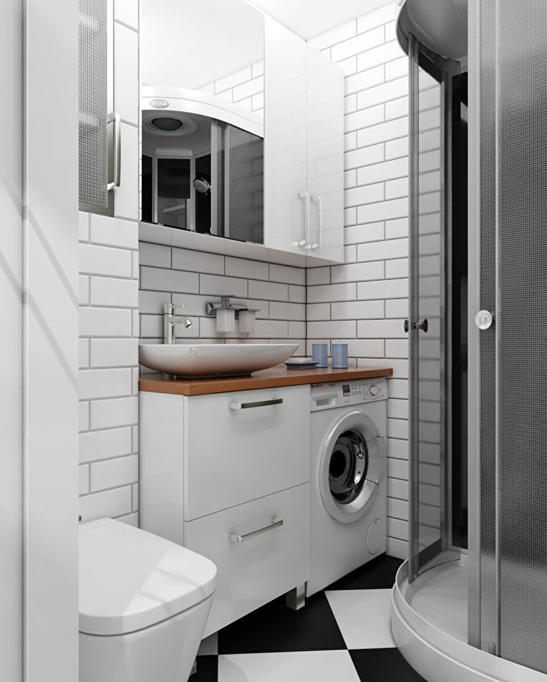 Design de salle de bain à Khrouchtchev - style scandinave de l'intérieur