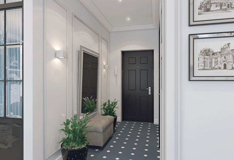 Petit couloir en blanc - design d'intérieur