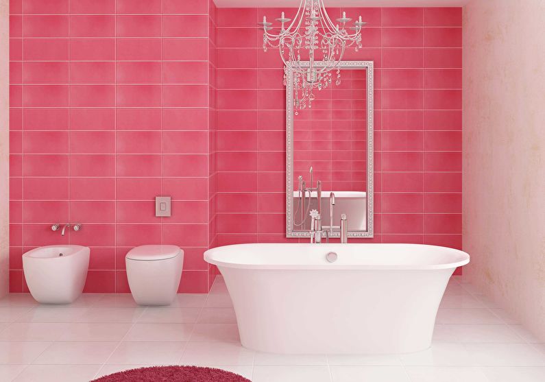 La combinaison de couleurs à l'intérieur de la salle de bain - rose avec blanc