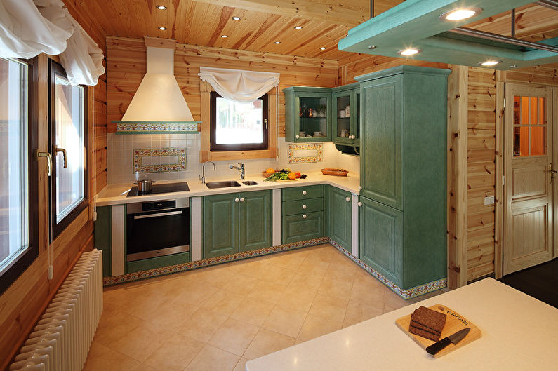 Conception de cuisine dans une maison en bois