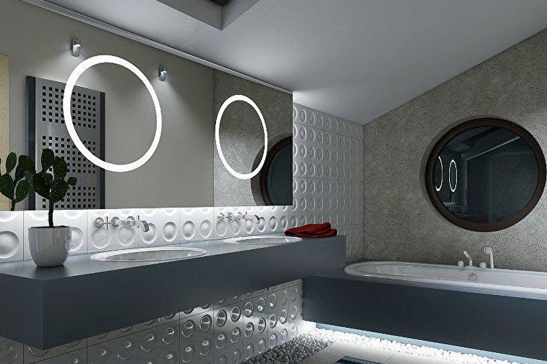 Salle de bain combinée de haute technologie - Design d'intérieur