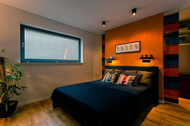 Minimālisma stila guļamistabas interjera dizains - foto