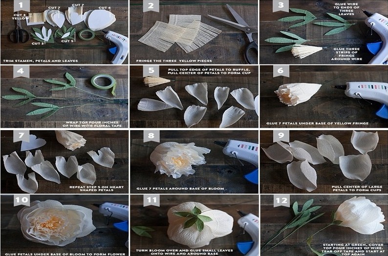 Pivoines - Fleurs en papier bricolage