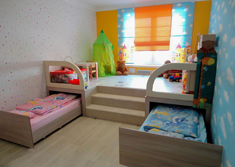 Aménagement intérieur d'une chambre d'enfant pour enfants hétérosexuels