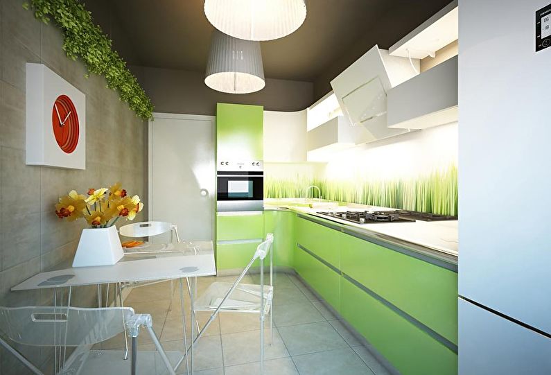 Petite cuisine en vert - design d'intérieur