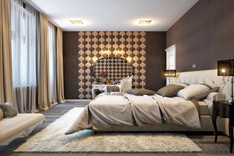 Brūna Art Deco guļamistaba - interjera dizains