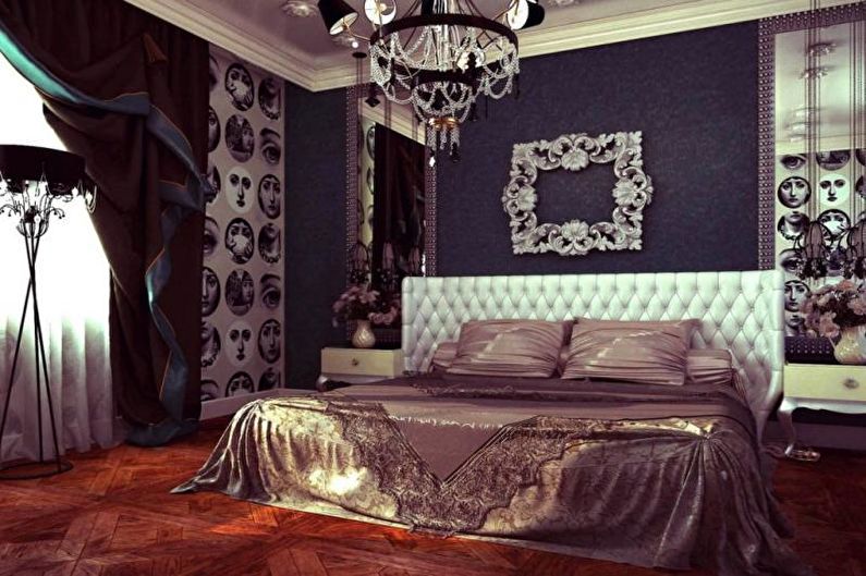 Gaiša guļamistaba Art Deco stilā - interjera dizains
