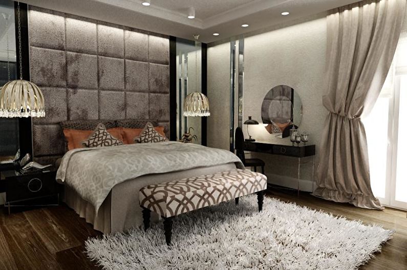 Art Deco guļamistabas dizains - grīdas apdare