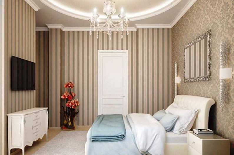 Art Deco guļamistabas dizains - griestu apdare