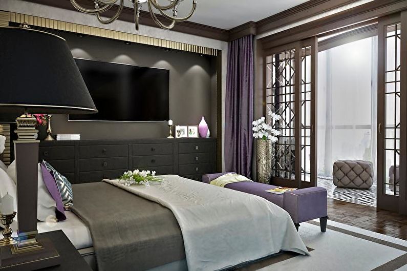 Art Deco guļamistabas dizains - apgaismojums
