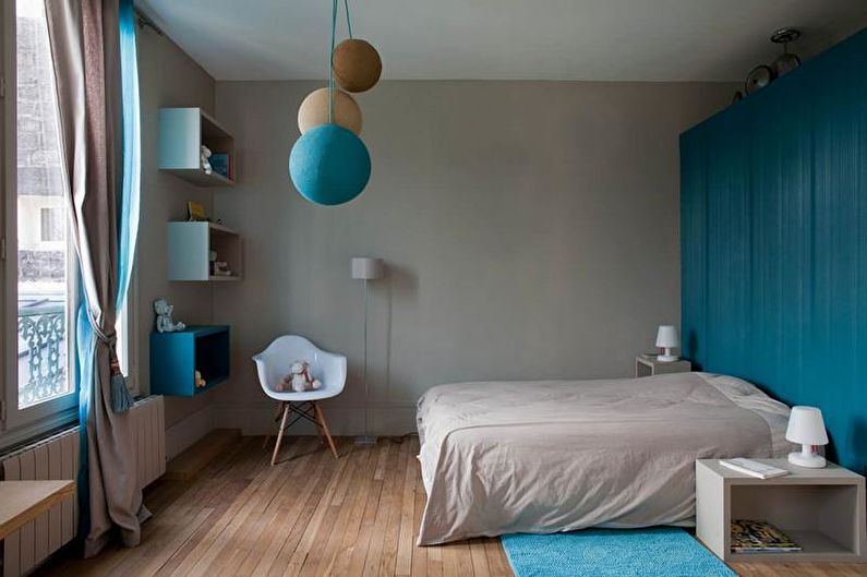 Tirkīza guļamistaba - interjera dizaina foto