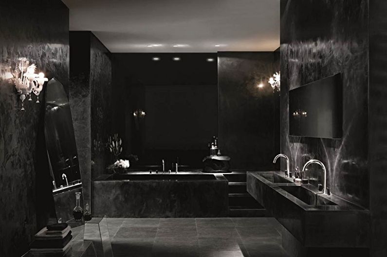 Salle de bain noire de style gothique - Design d'intérieur