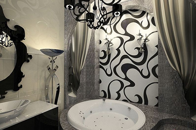 Salle de bain noire de style Art déco - Design d'intérieur