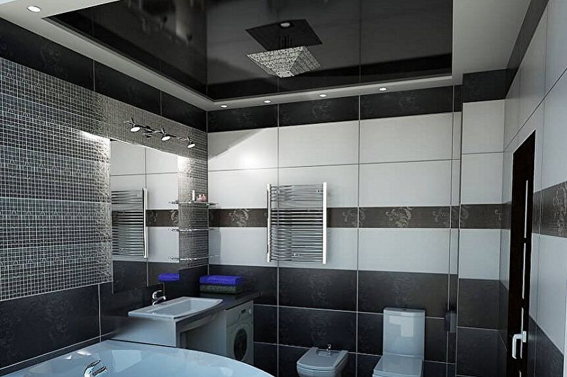 Conception de salle de bain noire - Finition de plafond