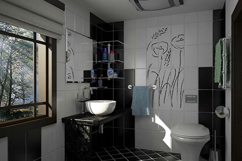 Petite salle de bain noire - Design d'intérieur