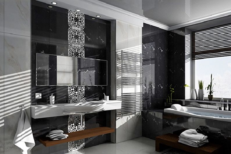Salle de bain noire - photo de design d'intérieur