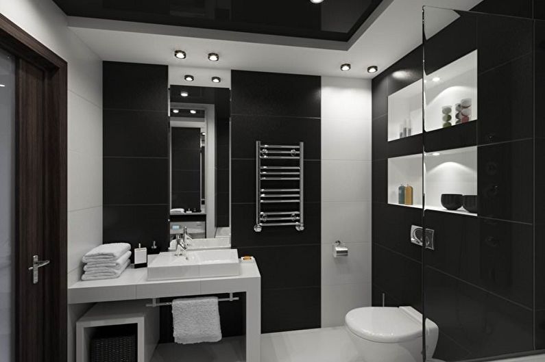 Salle de bain noire - photo de design d'intérieur