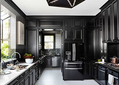 70+ melnas virtuves dizaina idejas (foto)