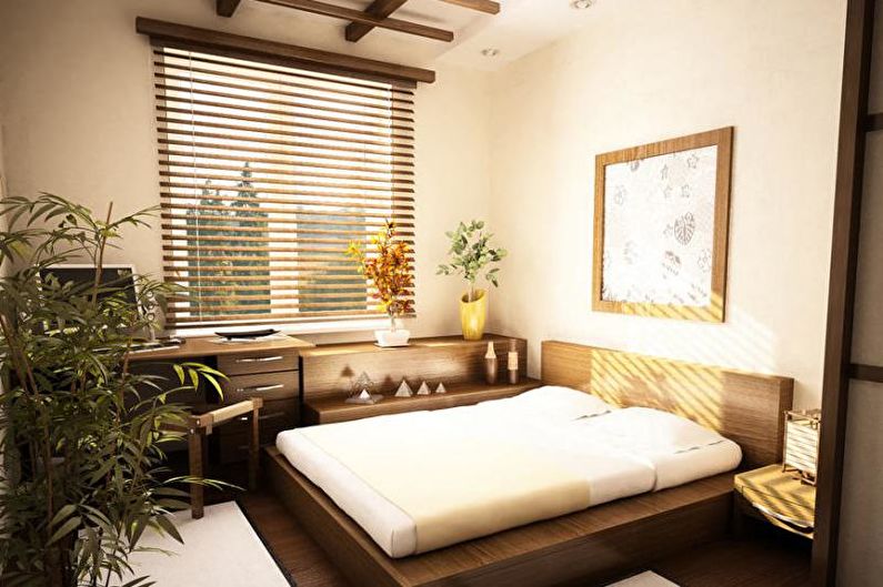 Japāņu stila maza guļamistaba - interjera dizains
