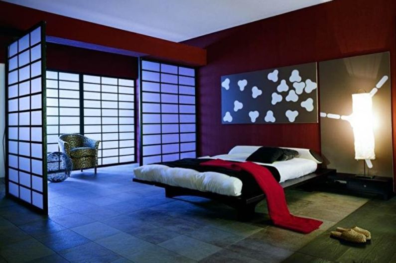 Japāņu stila guļamistaba - interjera dizaina foto