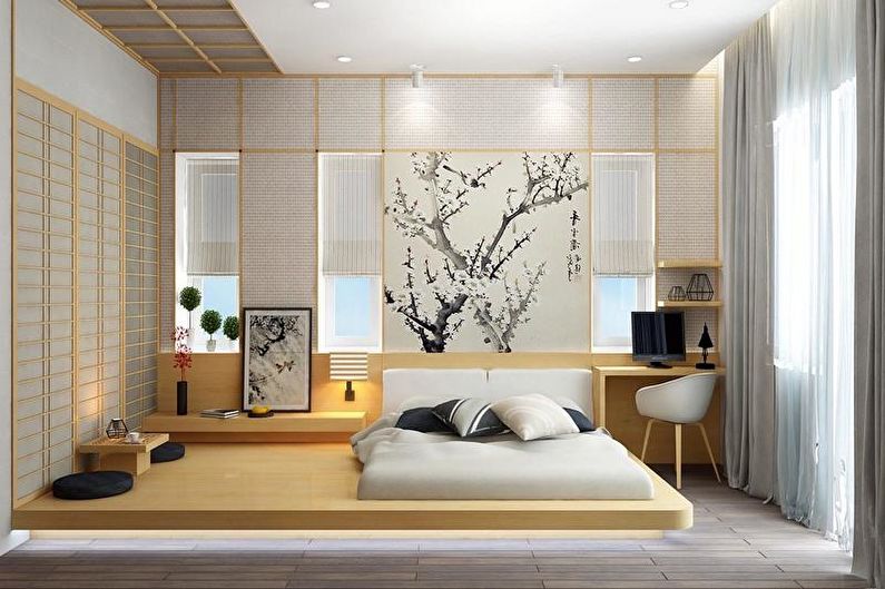 Japāņu stila guļamistaba: 90 dizaina fotoattēli