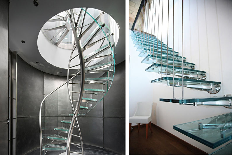 Escalier en verre au deuxième étage