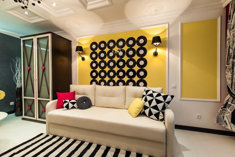 Séjour 16 m2 dans le style du pop art - Design d'intérieur