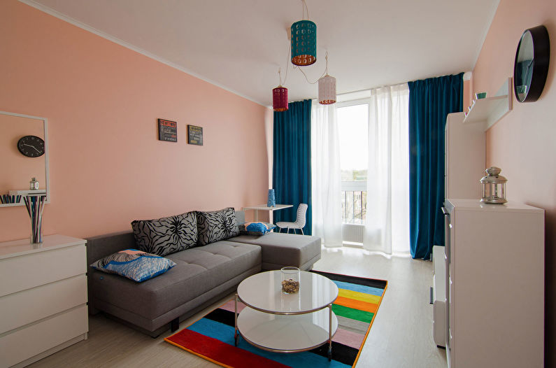 Séjour 16 m2 dans le style du minimalisme - Design d'intérieur