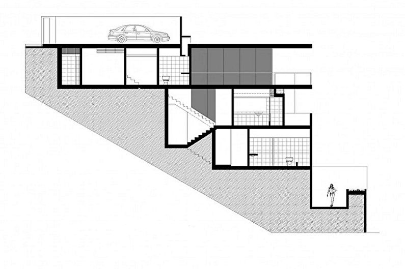 Conceptions de maisons modernes dans un style high-tech - Maison de luxe sur la pente