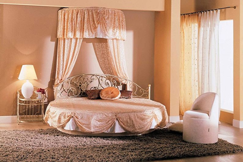 Apaļa gulta līdz guļamistabai dažādos stilos - Provence