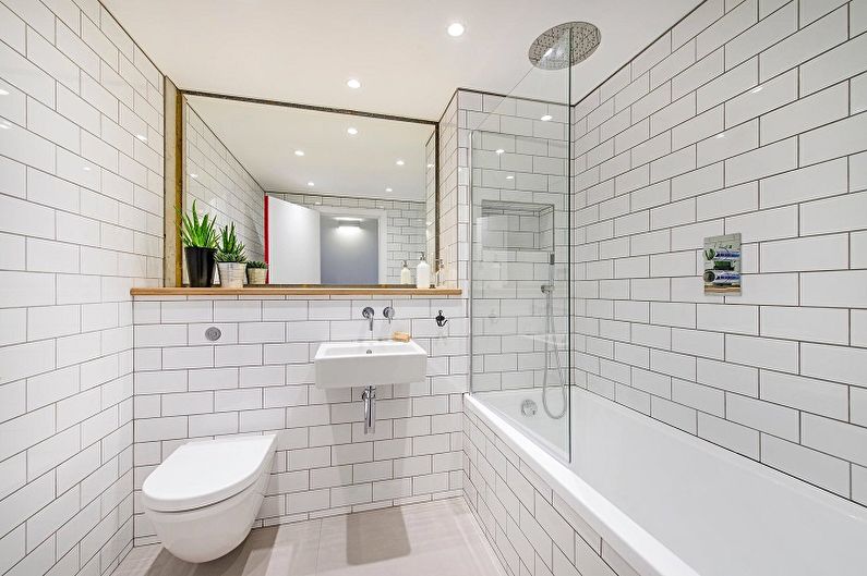 Balta bēniņu stila vannas istaba - interjera dizains