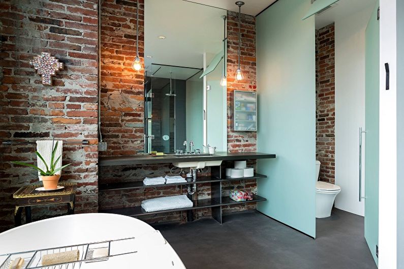Terakotas bēniņu stila vannas istaba - interjera dizains