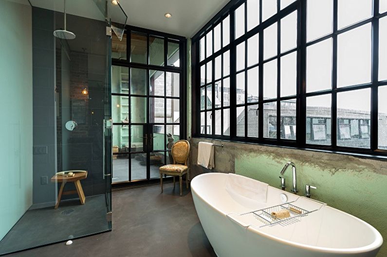 Loft Style vannas istabas dizains - grīdas apdare