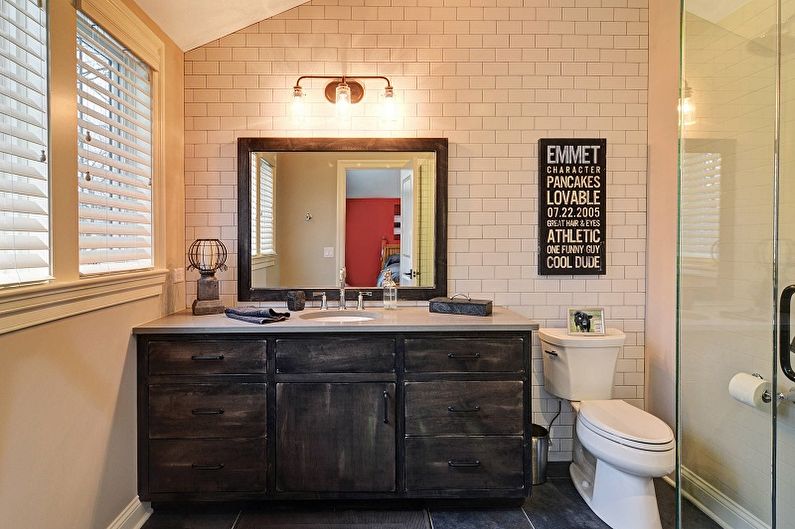 Loft Style vannas istabas dizains - mēbeles