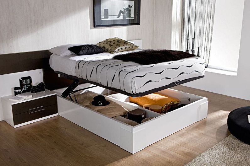 Divguļamo gultu veidi pēc dizaina veida - Divvietīga gulta ar pacēlāju